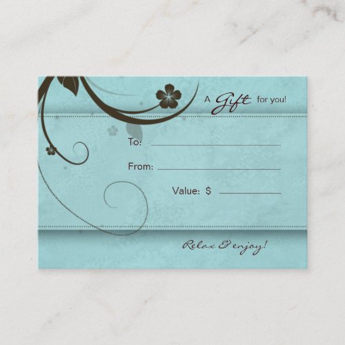 Salon Gift Card Spa Flower watery blue Business Cards