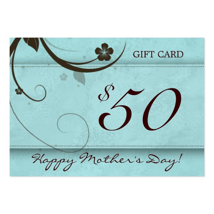 Salon Gift Card Spa Flower watery blue $50 Business Cards