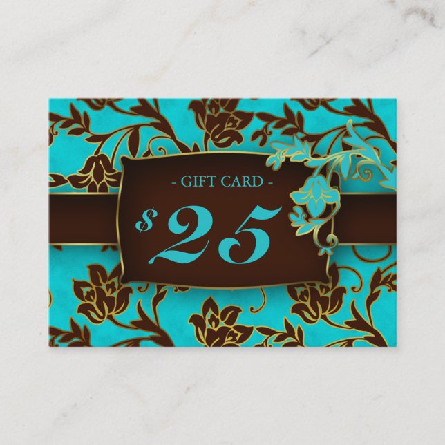 Salon Gift Card Spa Gold Floral BB $25 (Front)