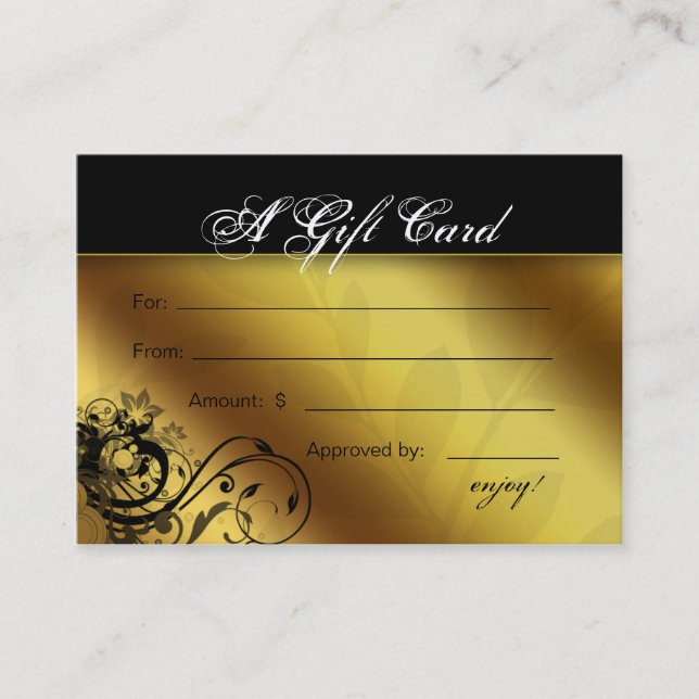 Salon Gift Card Spa Gold Floral Butterfly Frame (Front)