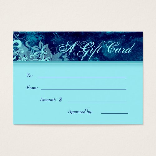 Salon Gift Card Spa Grunge Floral Blue Denim Business Cards
