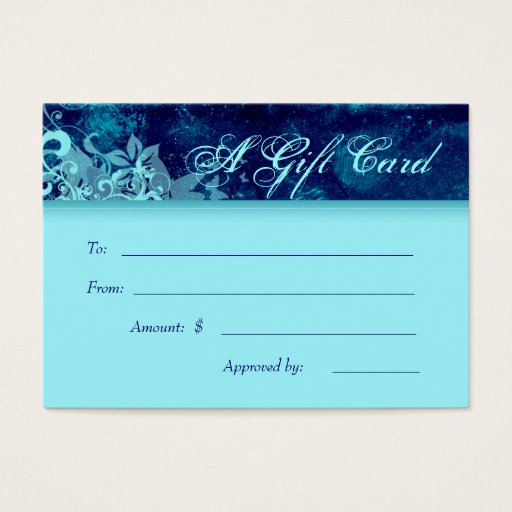 Customizable Salon Gift Card Spa Grunge Floral Blue Denim Business Cards