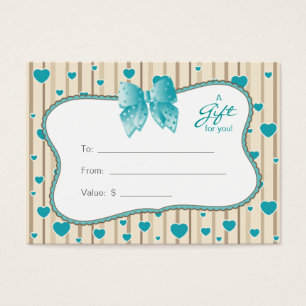 Salon Gift Card Spa Valentine's Day Blue Hearts