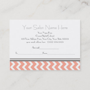 Salon Gift Certificate Coral Grey Chevron