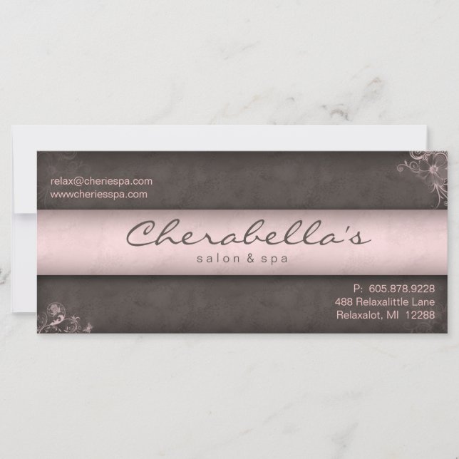Salon Gift Certificate Floral Pink Taupe Vintage (Front)