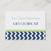Salon Gift Certificate Lime Blue Chevron