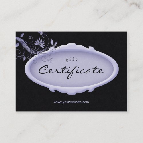 Salon Gift Certificate Spa Floral Purple Black Business Card Template