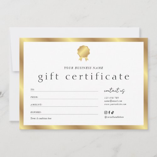 Salon Glam Gold Effect Modern Gift Certificate