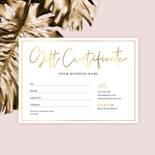 Salon Glam Gold Logo Modern Gift Certificate