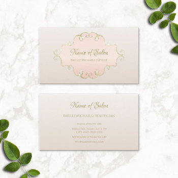 Salon Glitter Chic Light Rose Pink Filigree Frame Business Card by GirlyBusinessCards at Zazzle