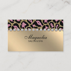 Salon Glitter Leopard Gold Pink Business Card
