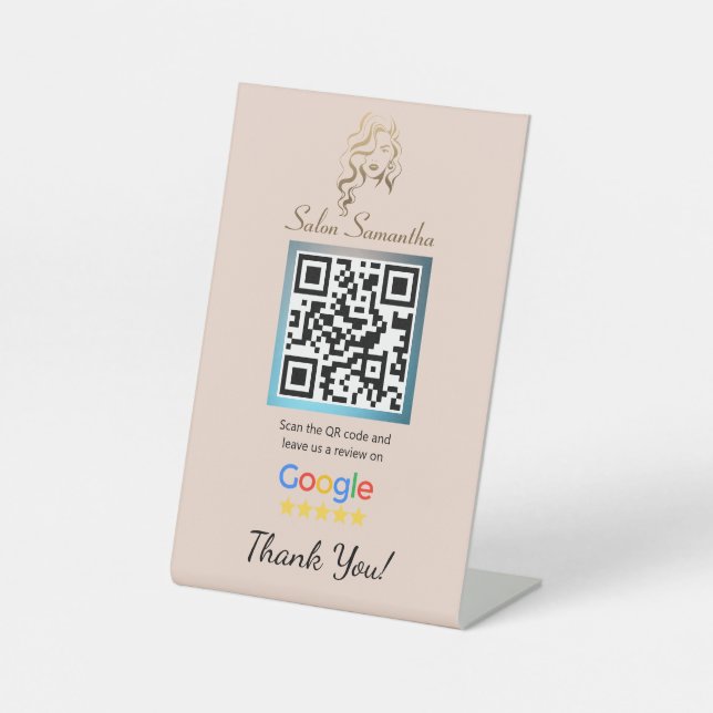 Salon Google Review Pedestal Stand Sign (Front)