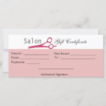Salon Hair Stylist Cosmetologist Gift Certificate