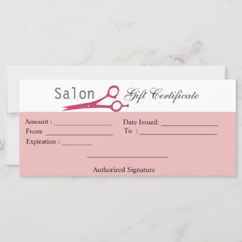 Salon Hair Stylist Cosmetologist Gift Certificate by 911business at Zazzle