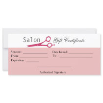 Salon Hair Stylist Cosmetologist Gift Certificate Cards