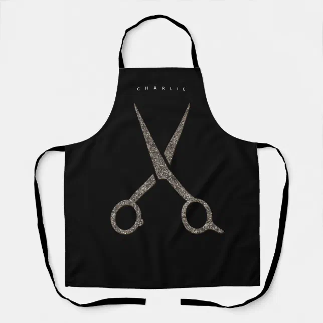 Scissors Apron SALON Hair stylist - modern scissors black Apron | Zazzle