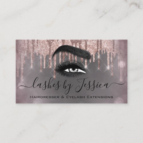 Salon Hairdresser Lashes Drips QRCode Logo Business Card