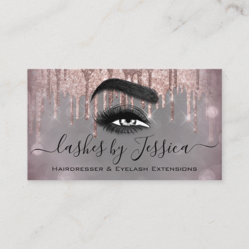 Salon Hairdresser Lashes Drips QRCode Logo Smoky Business Card