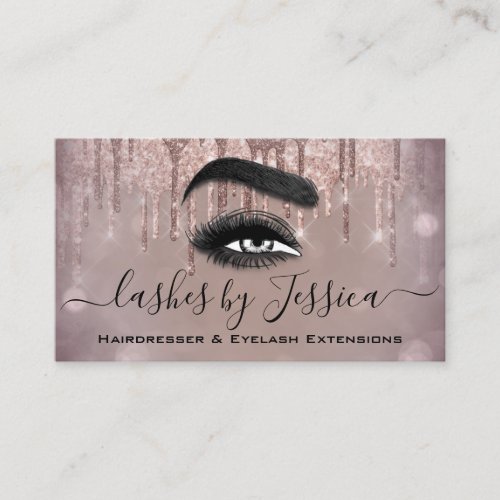 Salon Hairdresser Lashes QRCode Logo Rose Drips   Business Card