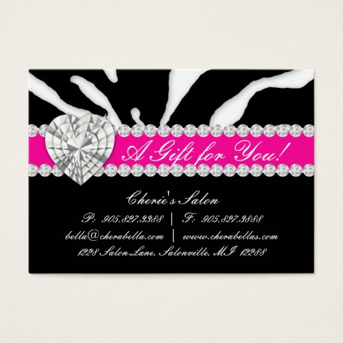 Salon Jewelry Gift Card Zebra Animal Lips Pink Business Card Templates