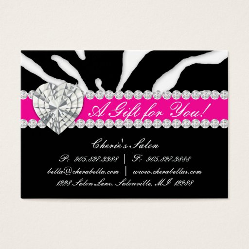 Customizable Salon Jewelry Gift Card Zebra Animal Lips Pink Business Card Templates