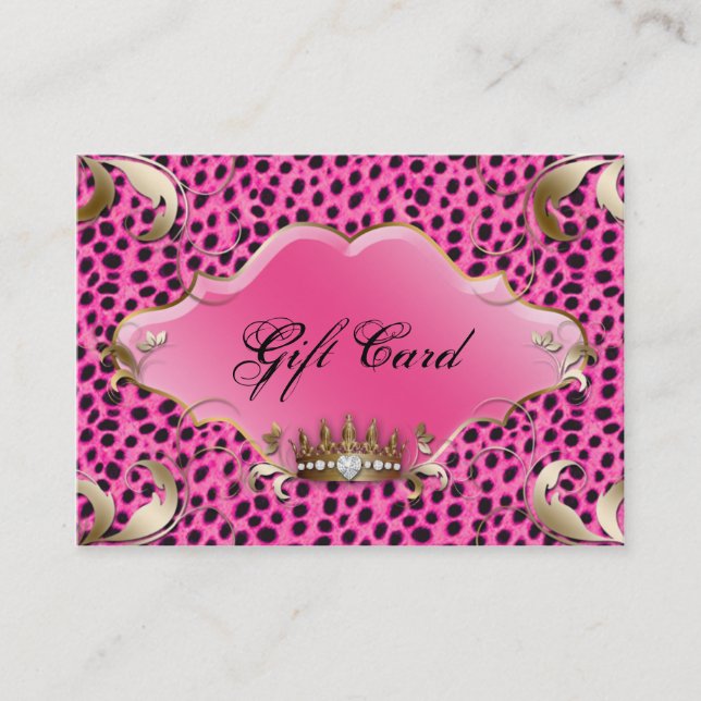 Salon Jewelry Gift Certificate Leopard Pink Crown (Front)