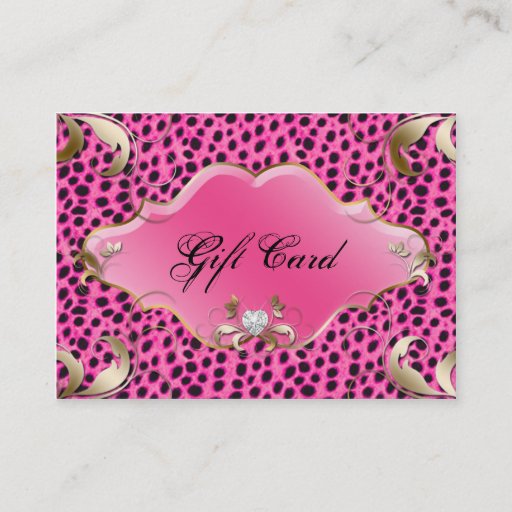 Customizable Salon Jewelry Gift Certificate Leopard Pink Floral Business Card