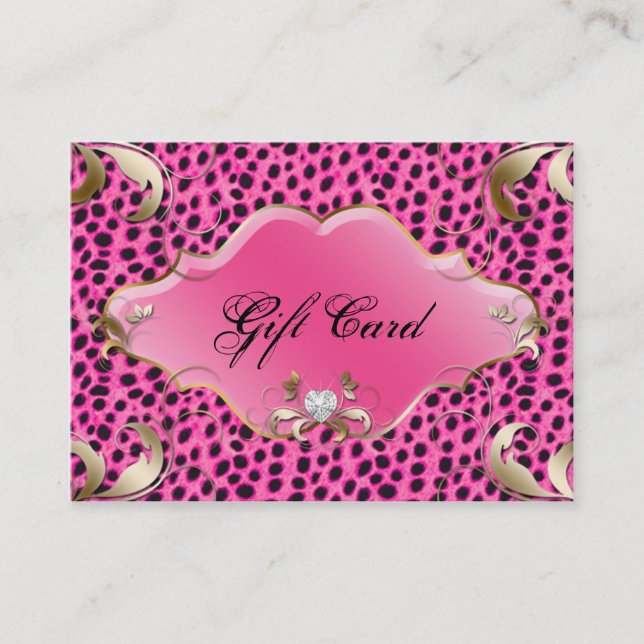 Salon Jewelry Gift Certificate Leopard Pink Floral (Front)