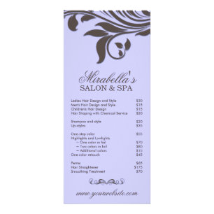 Salon Lavender Leaf Floral Purple Brown Rack Card