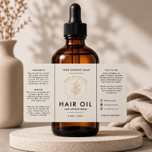 Salon Logo Hair Oil Dropper Bottle Label