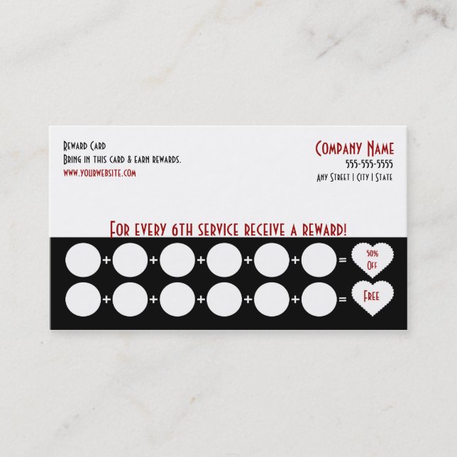 Salon Loyalty Business Card Punch Card (Front)