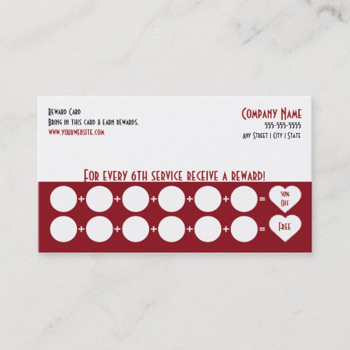 Salon Loyalty Business Card Punch Card