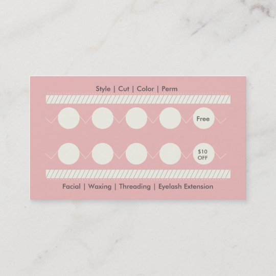 Salon Loyalty Business Card Punch Card Zazzlecom