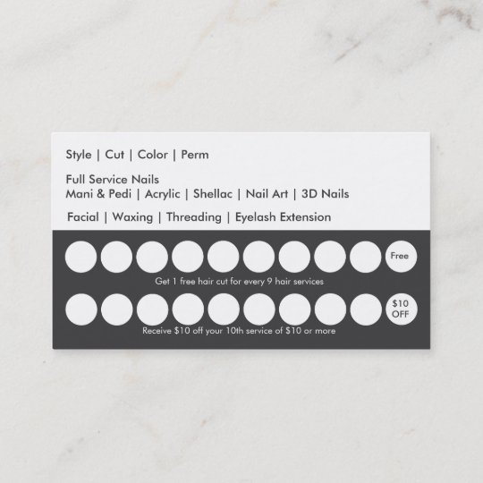 Salon Loyalty Business Card Punch Card Zazzlecom