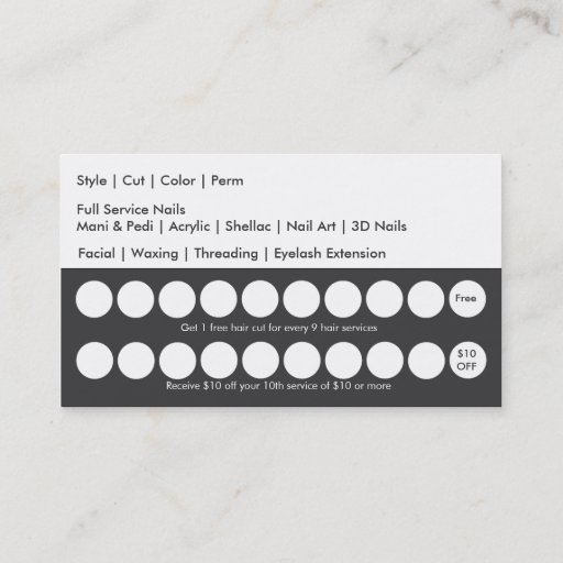 Customizable Salon Loyalty Business Card Punch Card