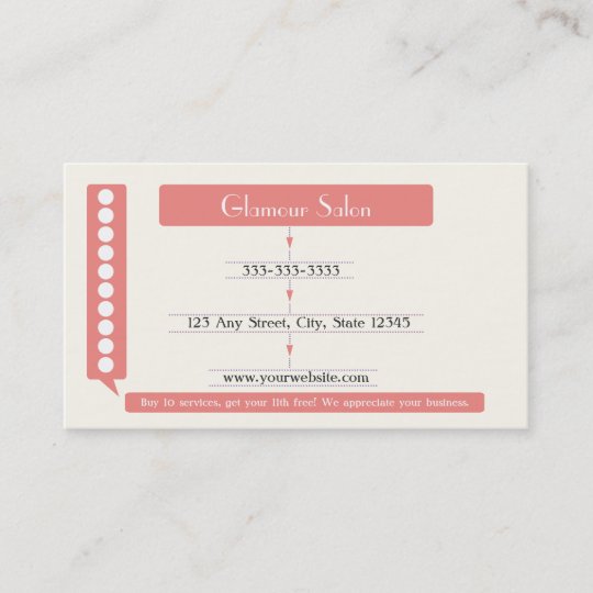 Salon Loyalty Business Card Punch Card Zazzlecom