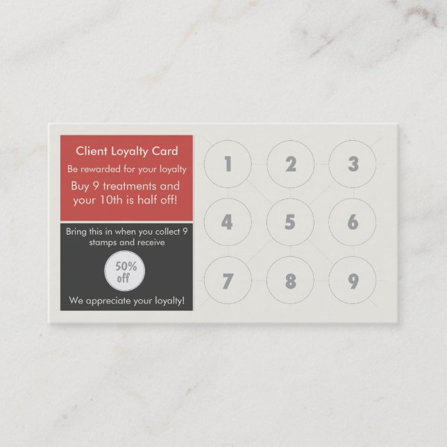 Salon Loyalty Business Card Stamp Card (Front)
