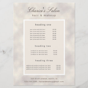salon luxurious pearl elegant price card