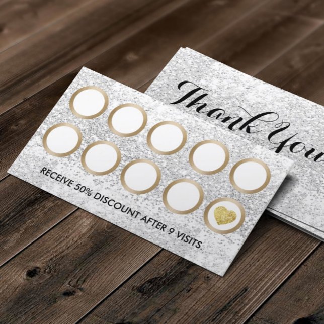 Salon Luxury Silver Glitter Modern Gold Loyalty Card (Creator Uploaded)