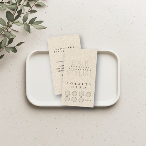 Salon Makeup Hair Nails Beige Boho Neutral Earthy Loyalty Card