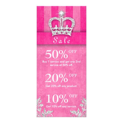 Salon Marketing Cards Jewelry Crown Stripes Pink