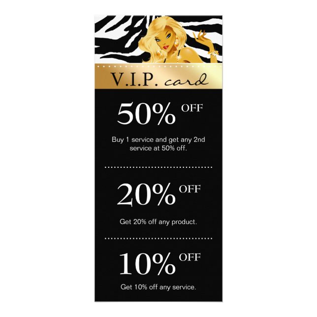 Salon Marketing Cards Zebra Gold Blonde Tanning (Front)