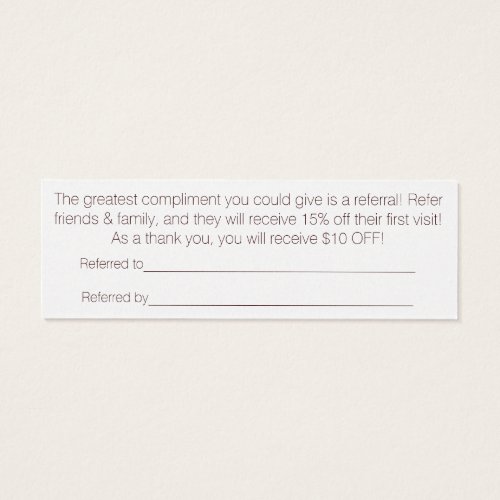 SALON MEO REFERRAL BUSINESS CARD