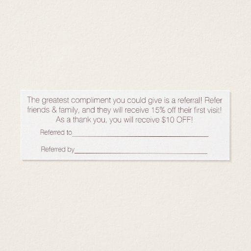 Customizable SALON MEO REFERRAL BUSINESS CARD