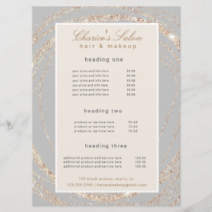 salon modern faux gold abstract elegant price card