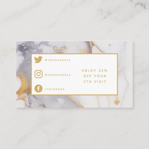 Salon modern golden and white marble loyalty card