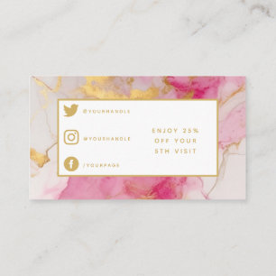 Salon modern pink and gold marble loyalty card.