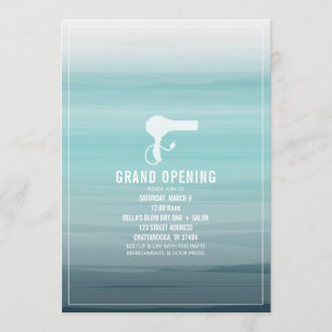 Salon Opening Aqua Ombre Invitation