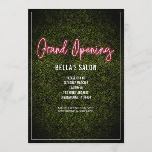 Salon Opening Neon Boxwood Invitation