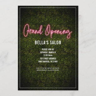 Salon Opening Neon Boxwood Invitation